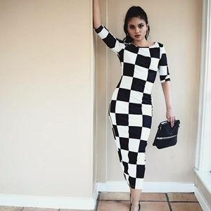 Black and White checkered bodycon dress